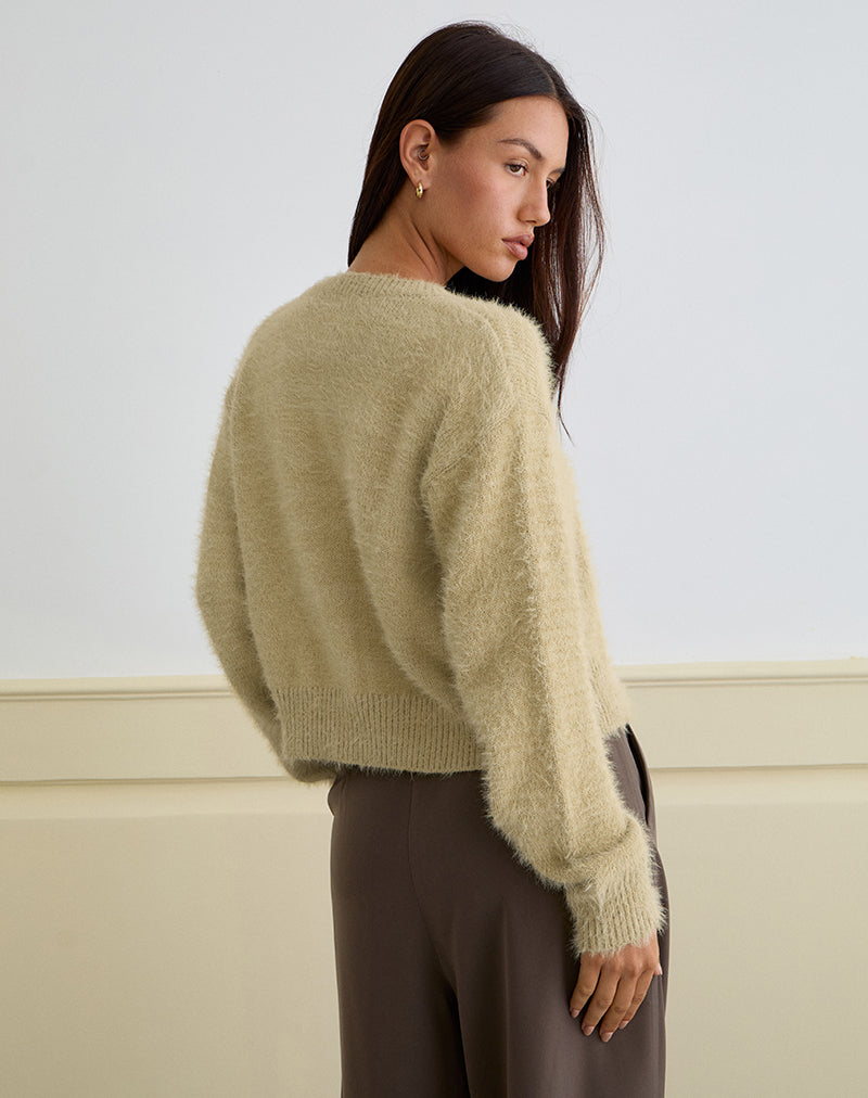 Immagine del cardigan Audrina in morbida maglia salvia