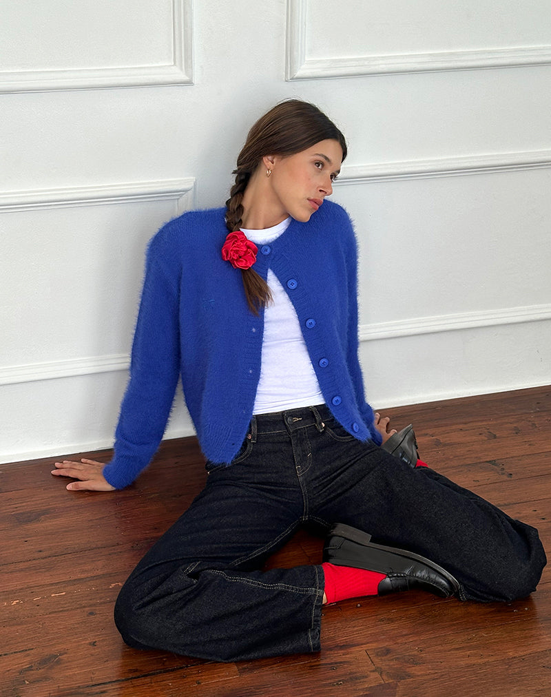 Cardigan Audrina in morbido blu cobalto
