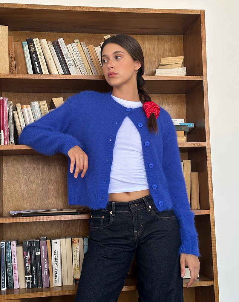 Cardigan Audrina in morbido blu cobalto