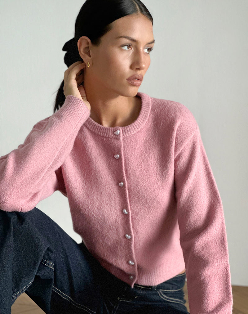 Cardigan Aura in rosa polvere