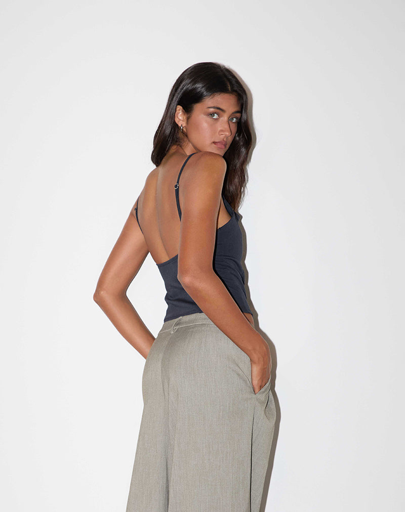 Aurei - Top con scollo sul retro in stile sartoriale - Navy