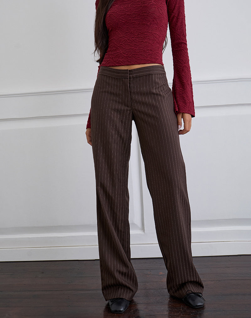Immagine di Ganta Slim Trouser a righe marrone cioccolato