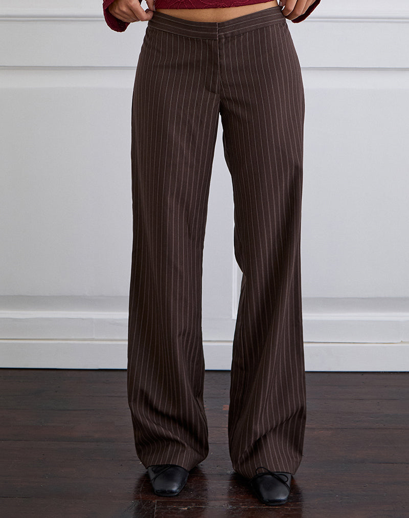 Immagine di Ganta Slim Trouser a righe marrone cioccolato