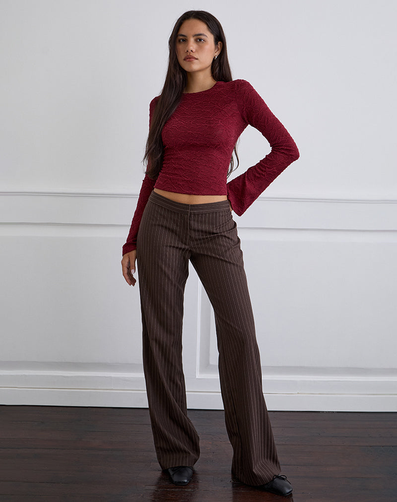 Immagine di Ganta Slim Trouser a righe marrone cioccolato