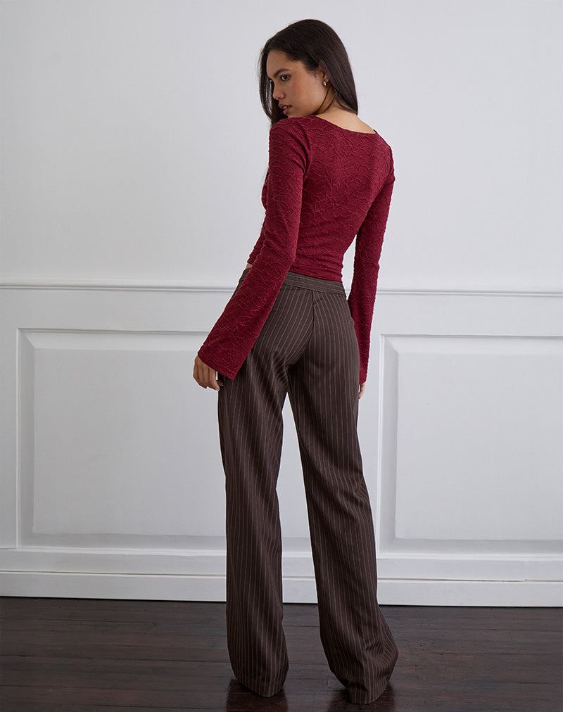 Immagine di Ganta Slim Trouser a righe marrone cioccolato