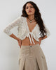 Immagine di Avery Ribbon Tie Front Cardigan in avorio
