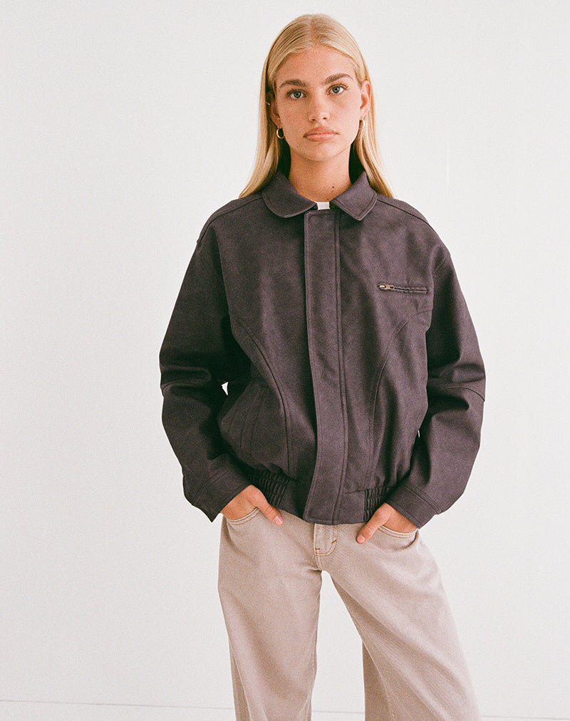 Immagine di Aviara Cropped Jacket in PU marrone scuro