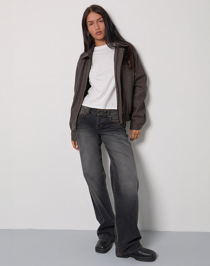Giacca Aviara cropped in PU marrone scuro