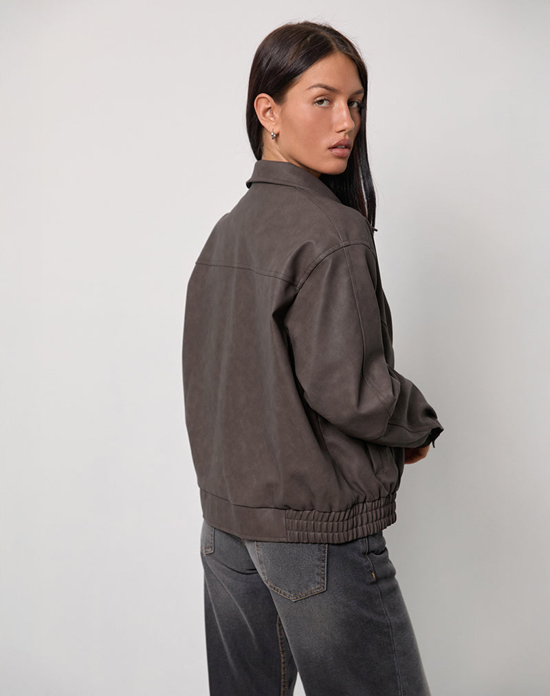Immagine di Aviara Cropped Jacket in PU marrone scuro