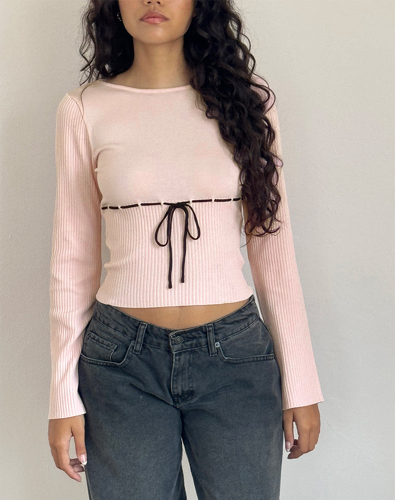 Immagine di Awdella Top in Blush Pink with Black