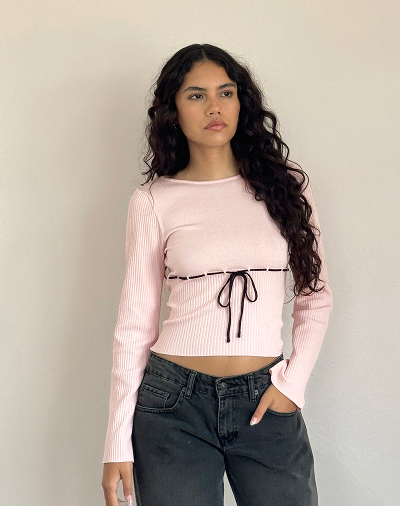Immagine di Awdella Top in Blush Pink with Black