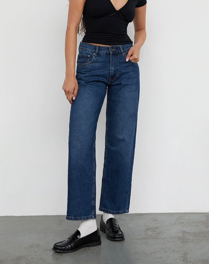 Jeans paralleli a vita media in blu medio Usato