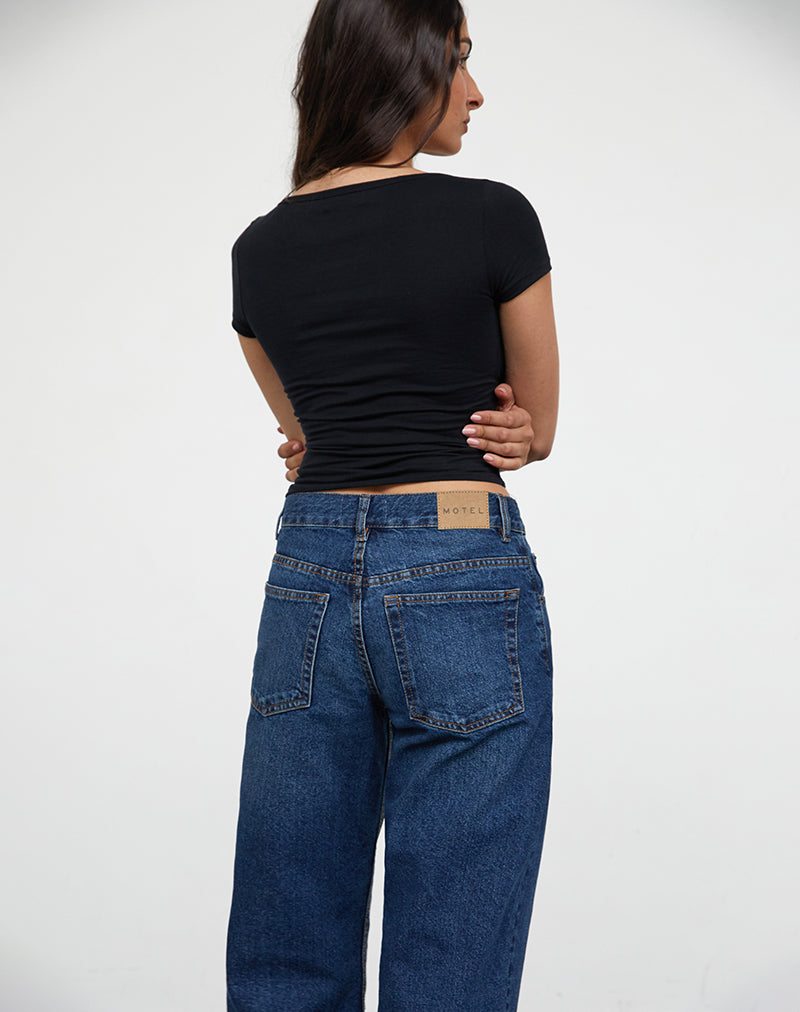 Jeans paralleli a vita media in blu medio Usato