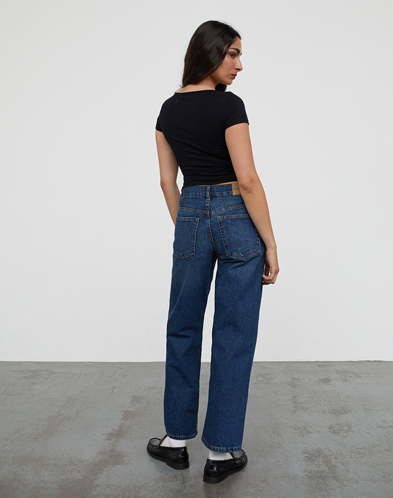 Immagine dei jeans a vita bassa Awkward Parallel in Mid Blue Used