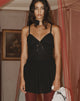 Immagine di Axely - Mini abito in chiffon nero con bordi a scacchiera