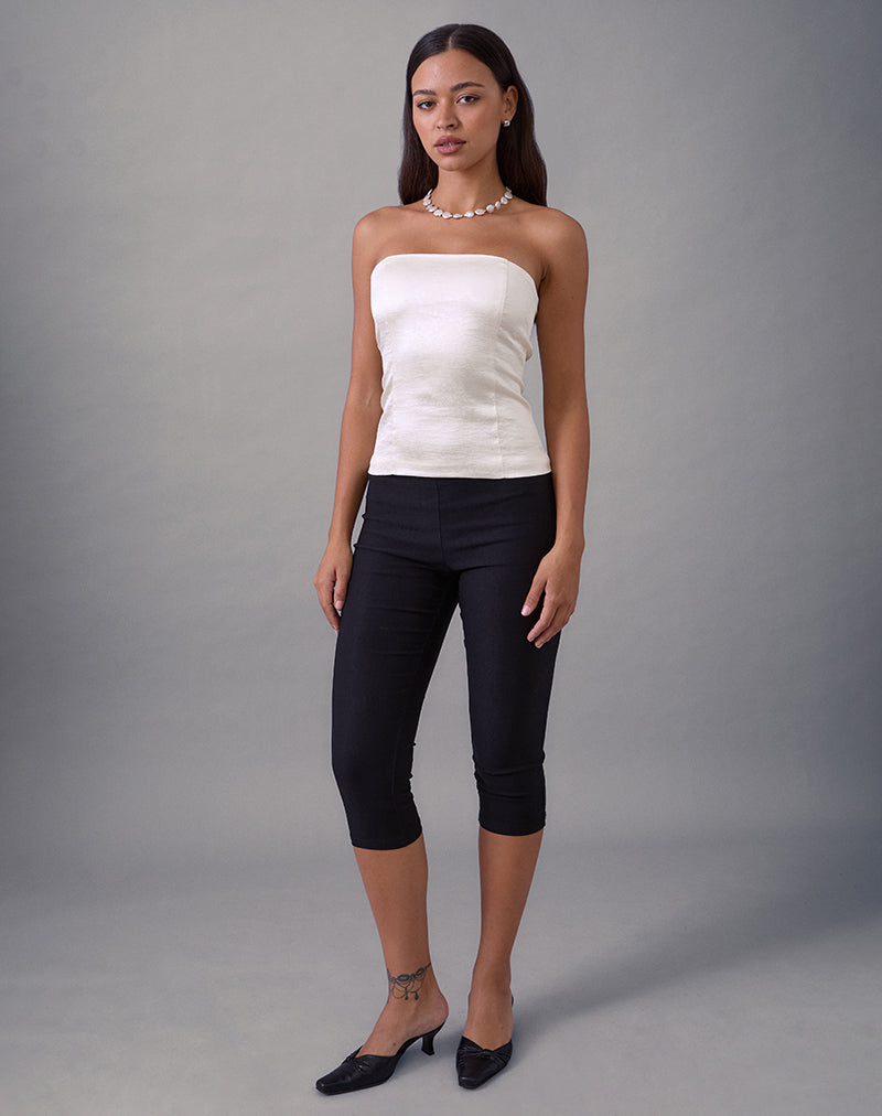 Immagine di Ayaka Top corsetto allacciato in raso jacquard avorio