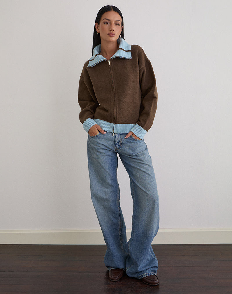 Immagine di Ayamu Zip Jumper in maglia marrone