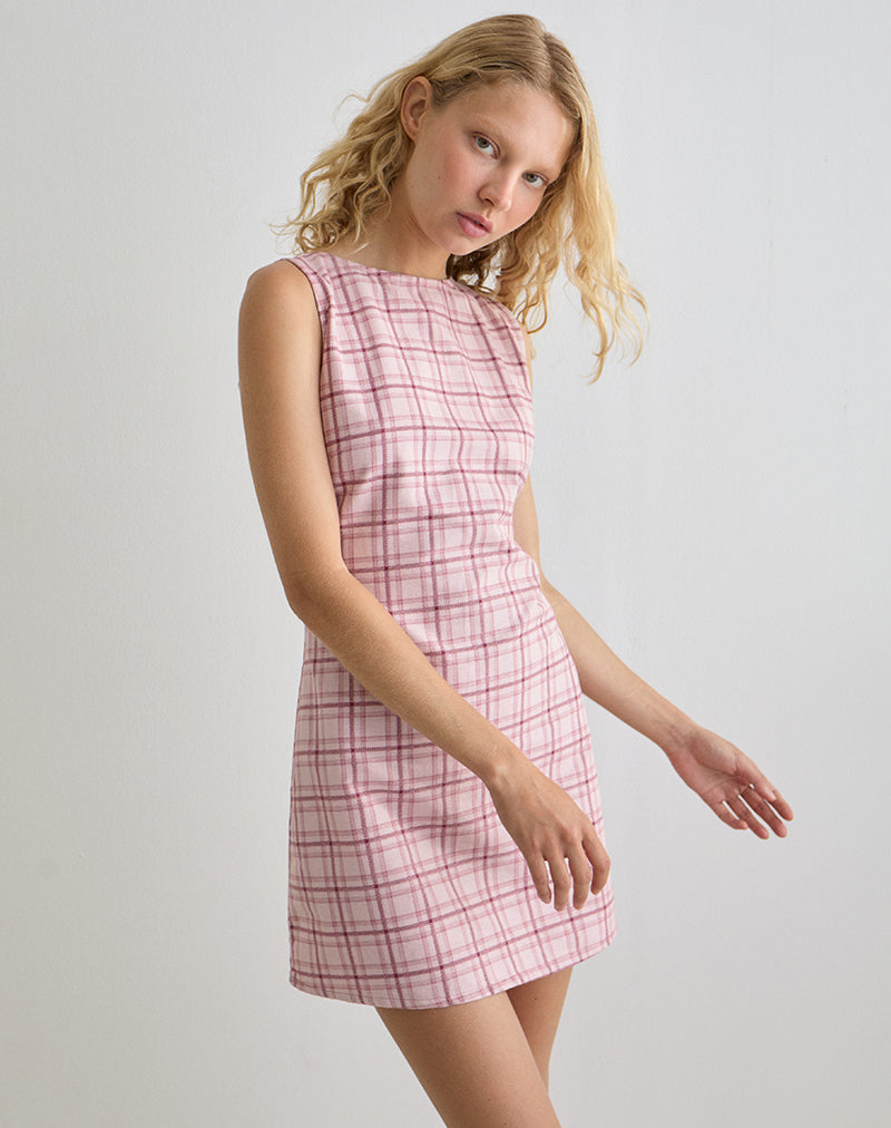 Immagine di Ayana Mini Abito senza schienale in Basic Tartan Pink