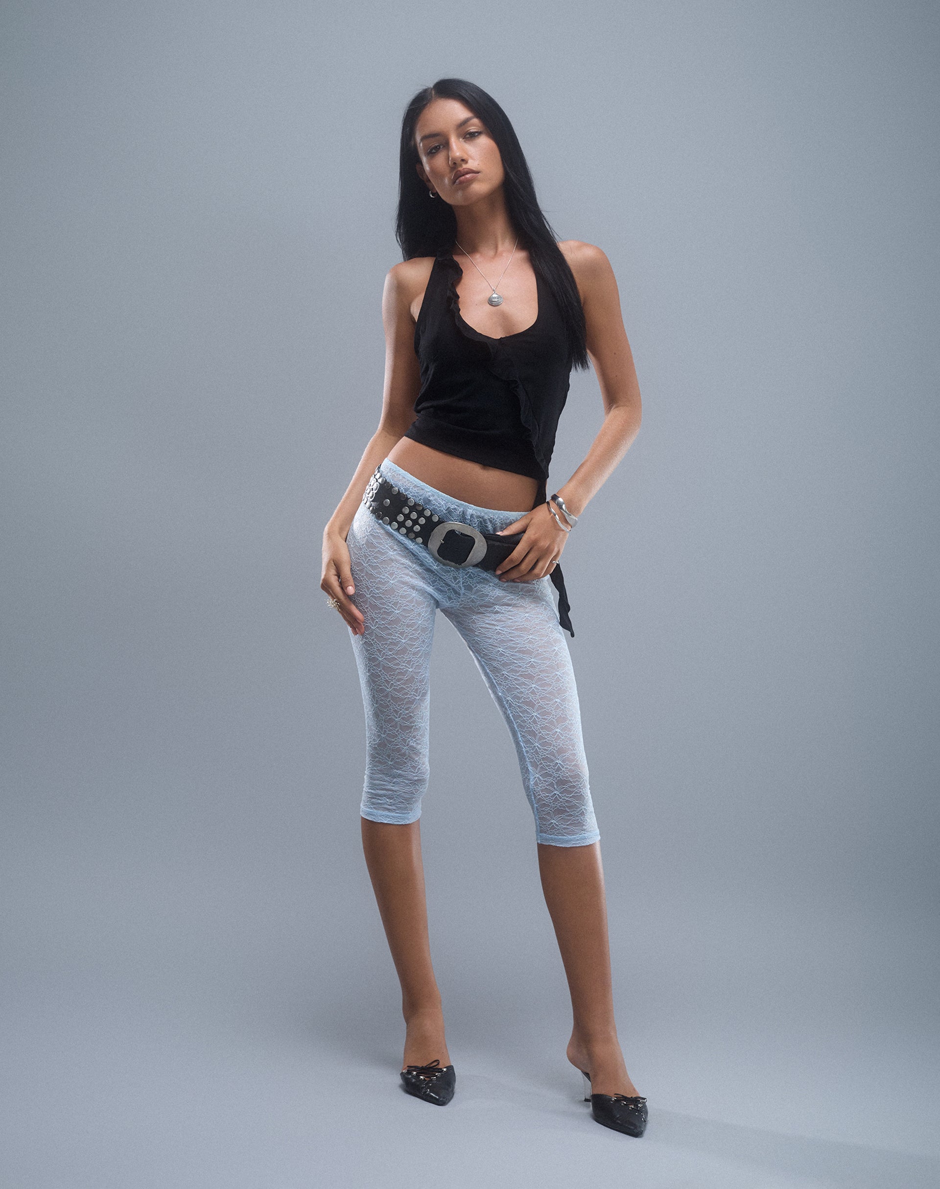 Immagine di Kalima - Pantalone Capri in pizzo blu bambino
