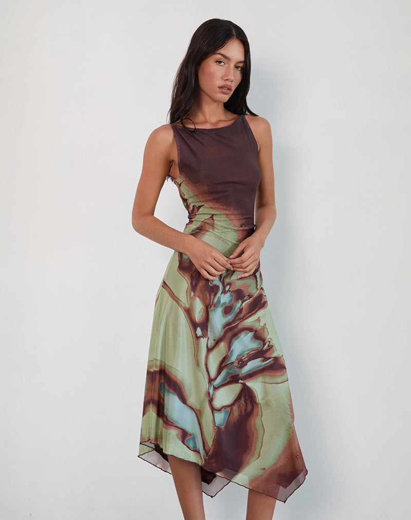 Immagine di Aysun Midi Dress in Lumen Mesh Marrone