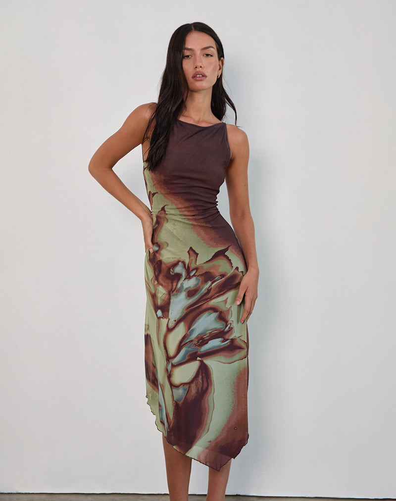 Immagine di Aysun Midi Dress in Lumen Mesh Marrone