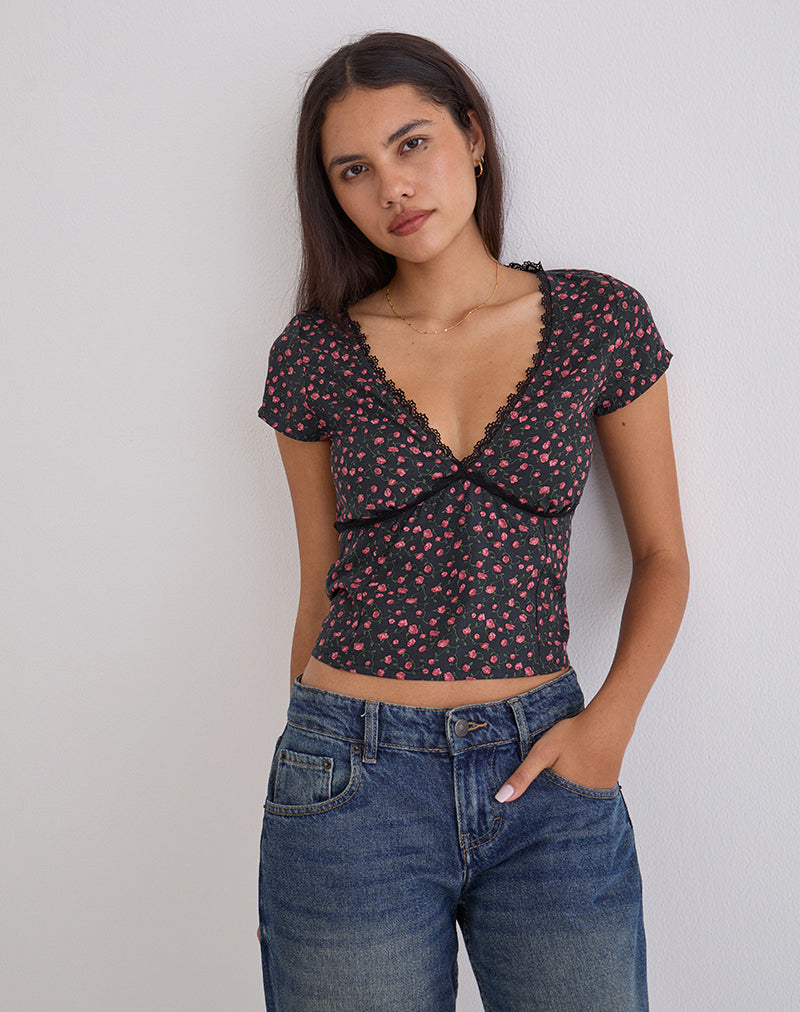 Immagine di Asani Top in rosa scuro nero