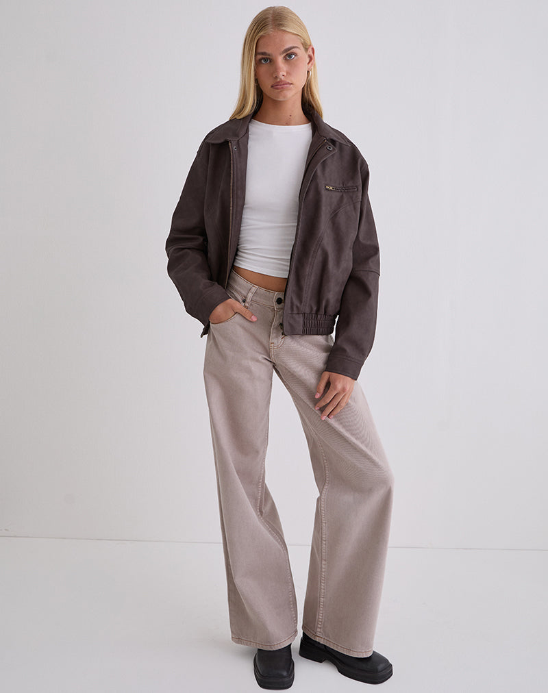 Immagine di Aviara Cropped Jacket in PU marrone scuro