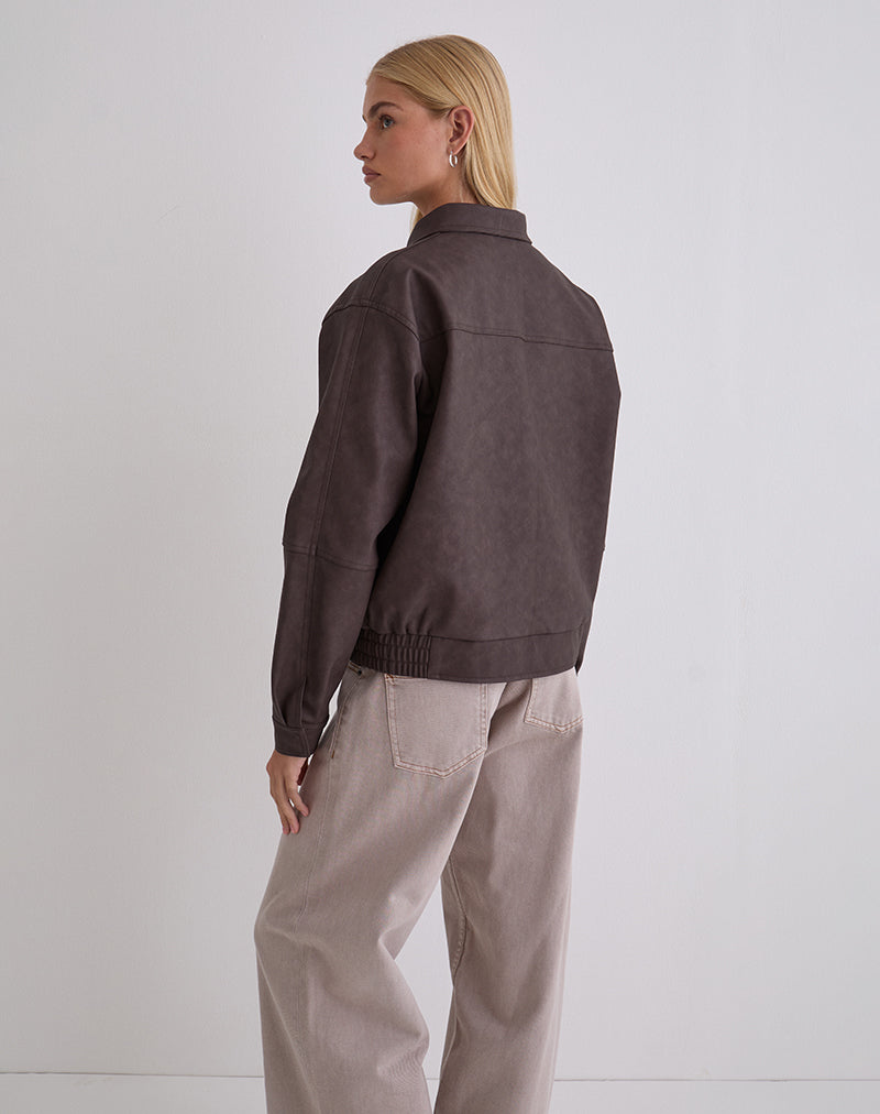 Immagine di Aviara Cropped Jacket in PU marrone scuro