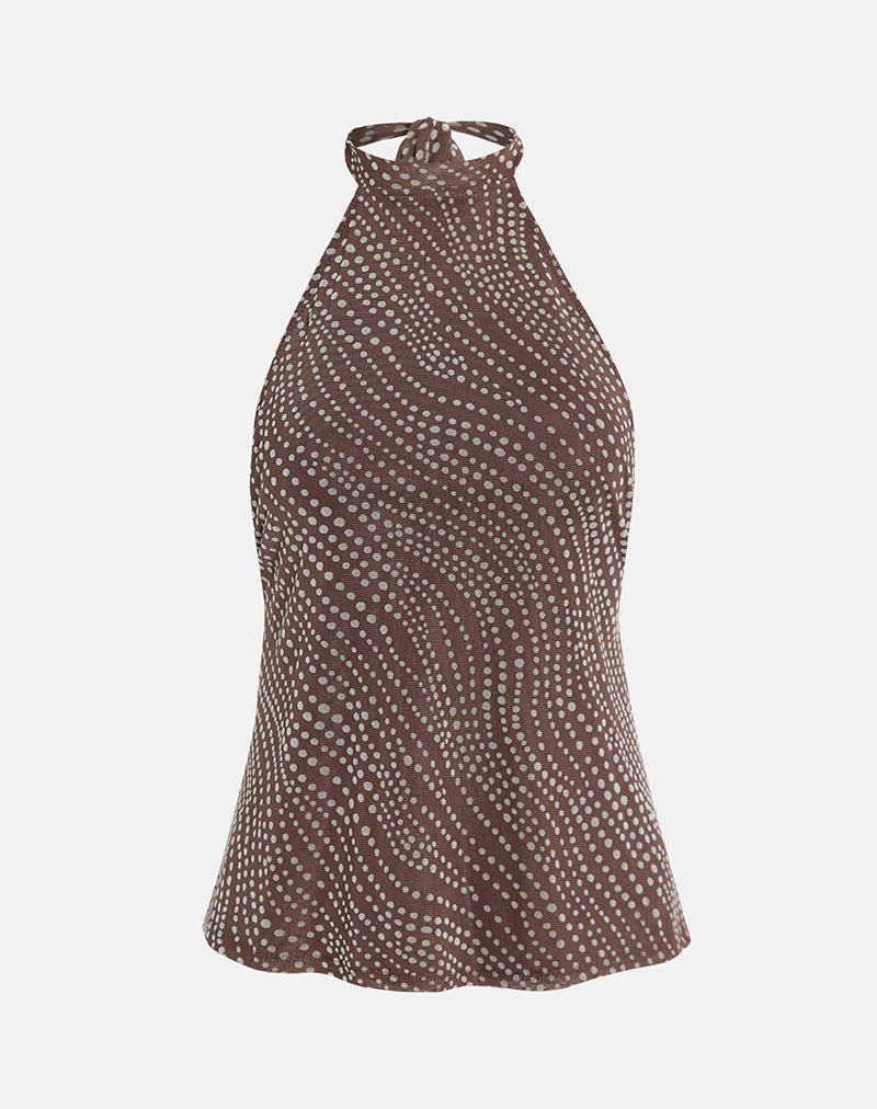 Immagine di Badilah Top in Abstract Polka Flock Marrone