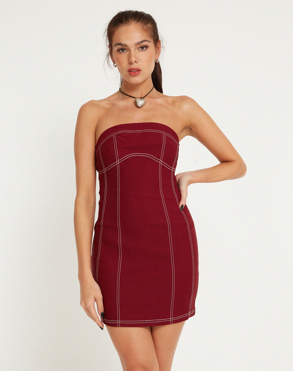 Mini abito Baladis in legno rosso sartoriale