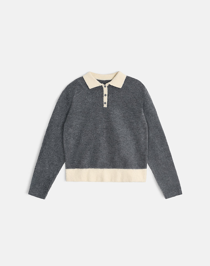 Immagine del maglione Balamoa in maglia grigio e crema