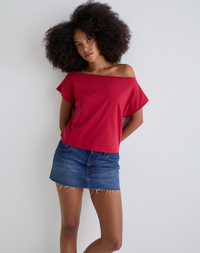 Immagine di Balia Top asimmetrico a manica corta Basic in Rosso Adrenalina