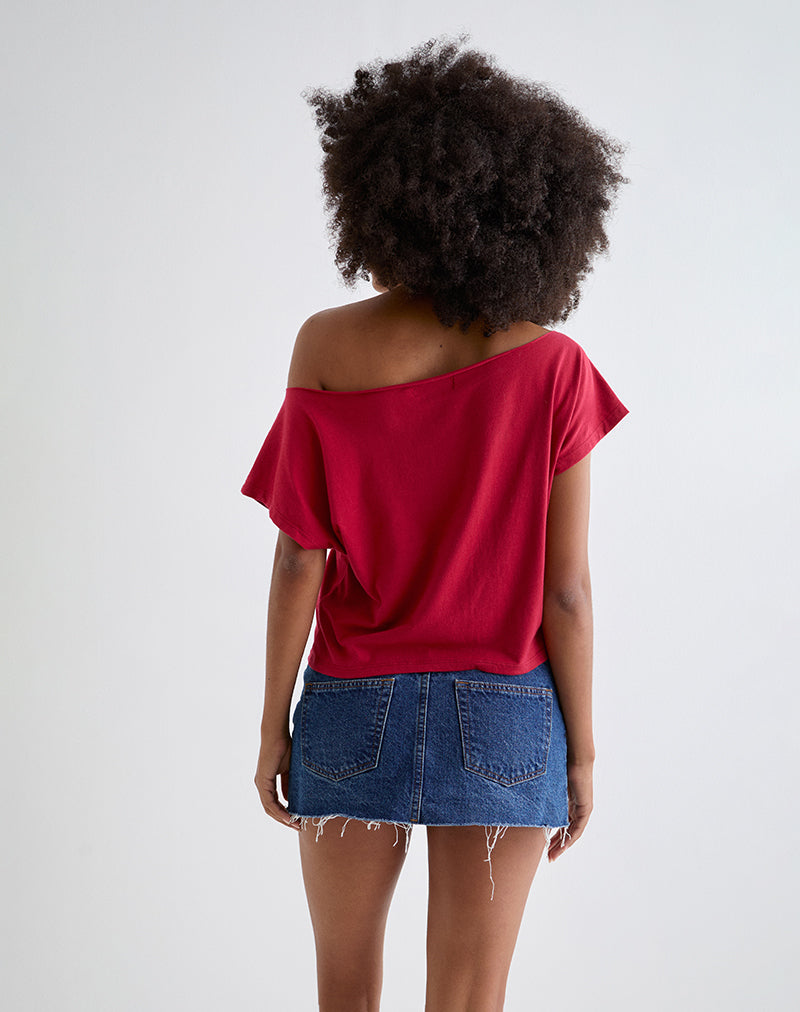 Immagine di Balia Top asimmetrico a manica corta Basic in Rosso Adrenalina
