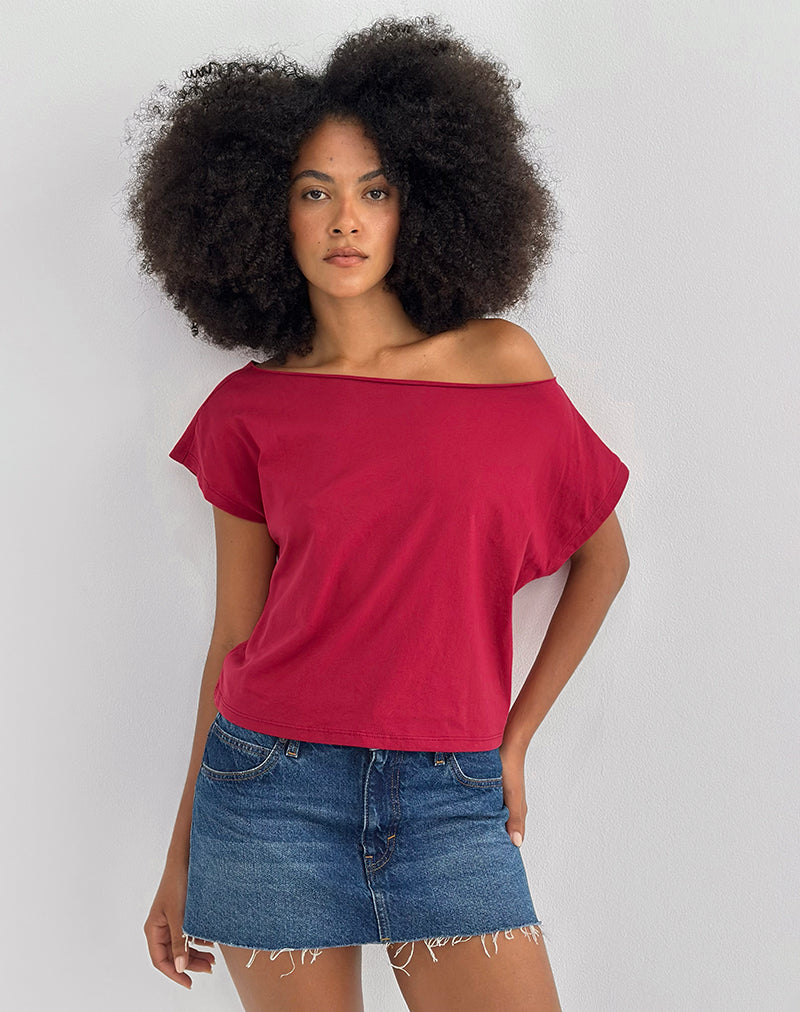 Immagine di Balia Top asimmetrico a manica corta Basic in Rosso Adrenalina