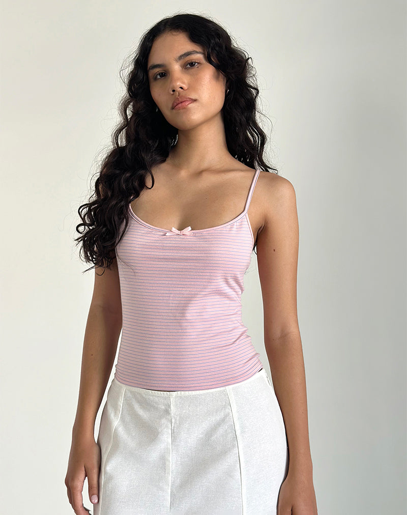 immagine di Barlyn Cami Top a righe rosa e blu