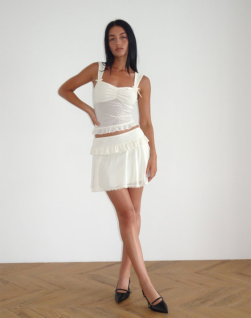 immagine di Gastri Mini Skirt in Avorio Polka Flock