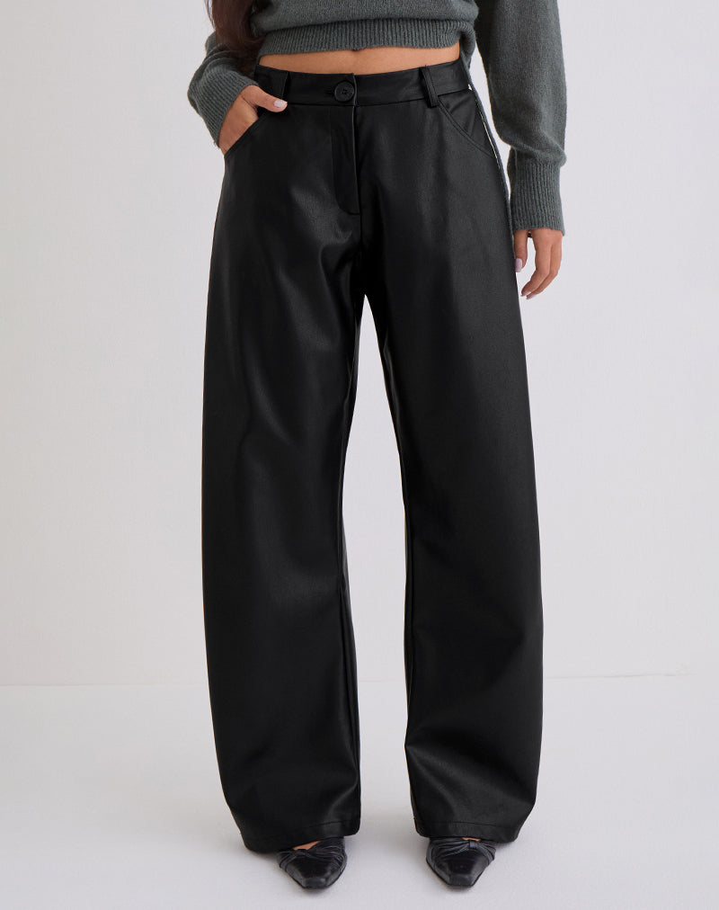 Image of Barvyn Barrel Leg Trouser in PU Black