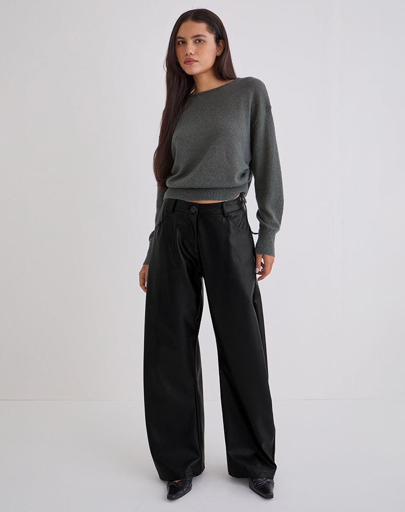 Image of Barvyn Barrel Leg Trouser in PU Black