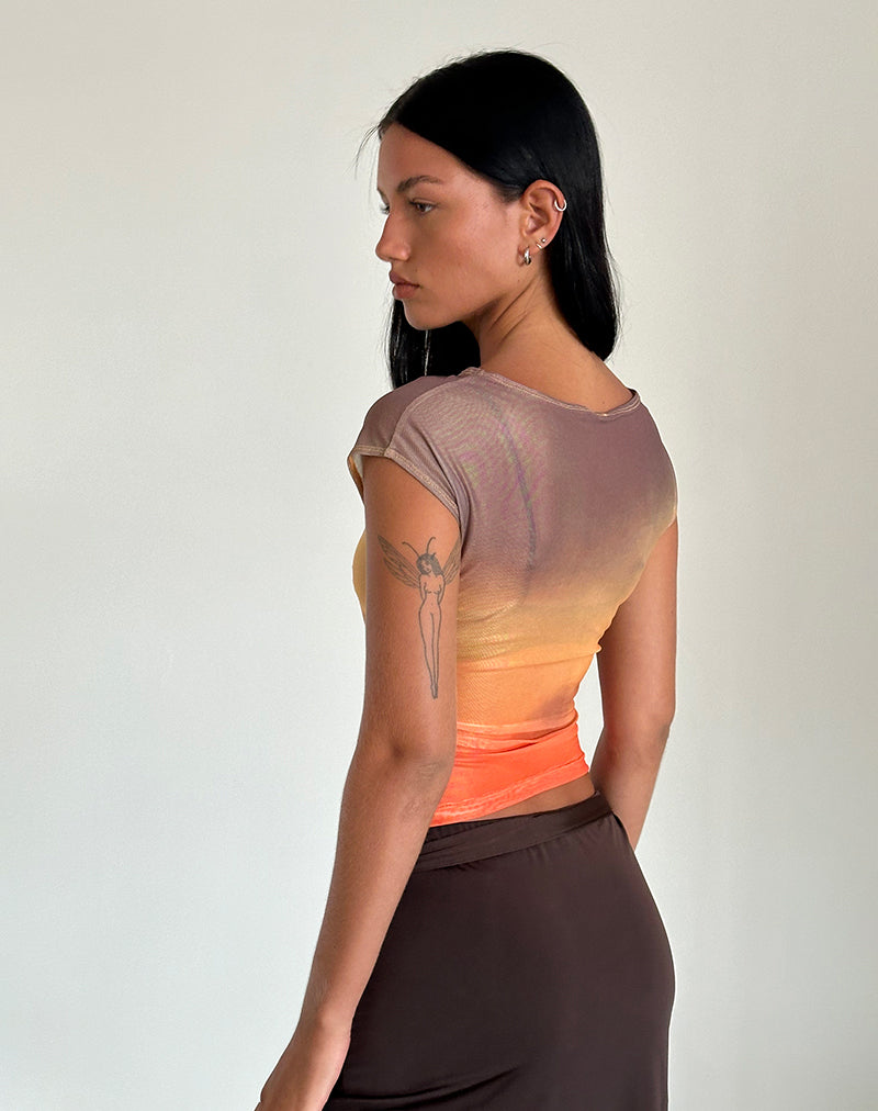 immagine di Top Bastille in maglia stampata arancione Sunset