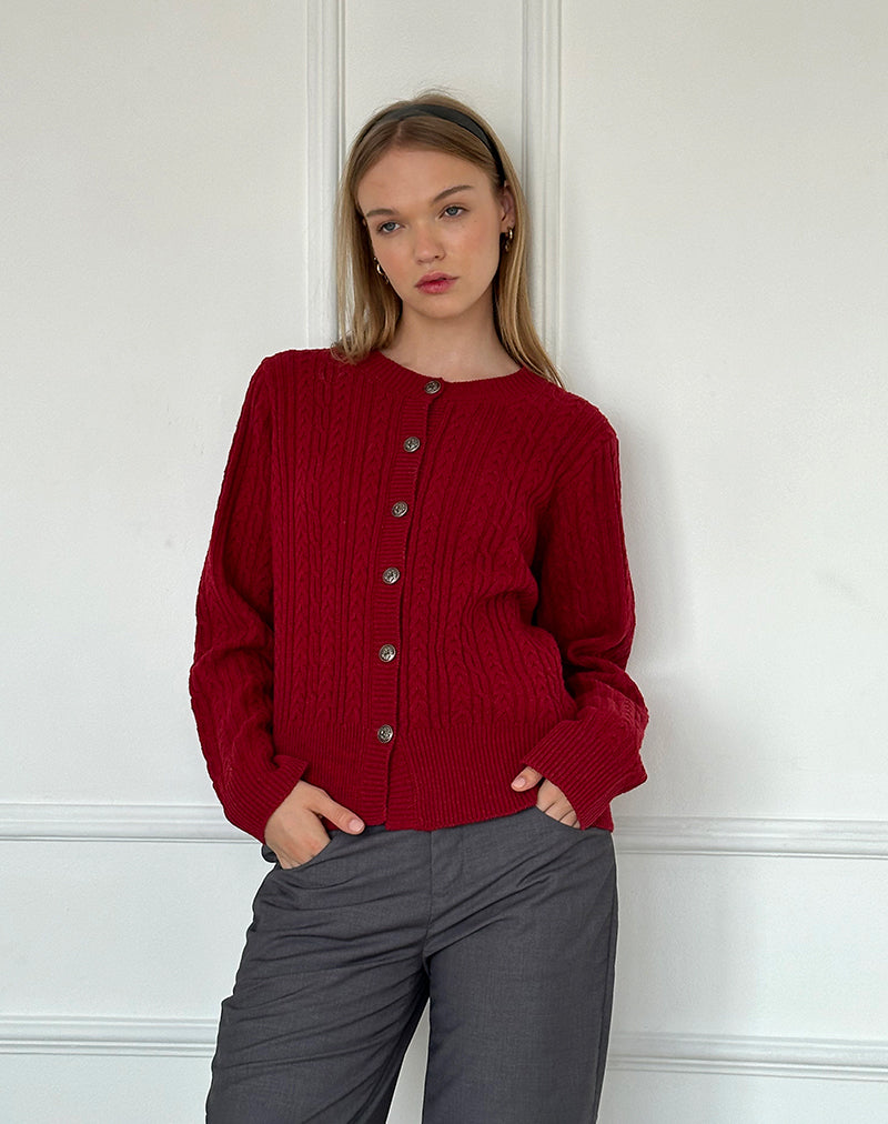 Cardigan Bavana in rosso intenso