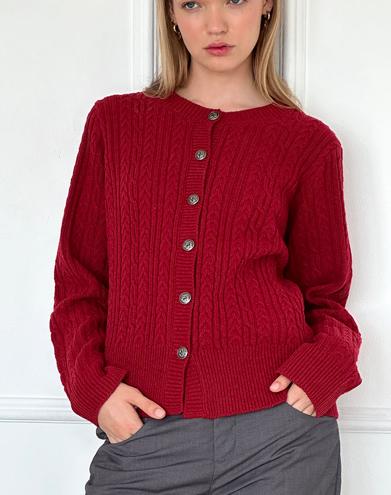 Immagine del cardigan Bavana in rosso intenso