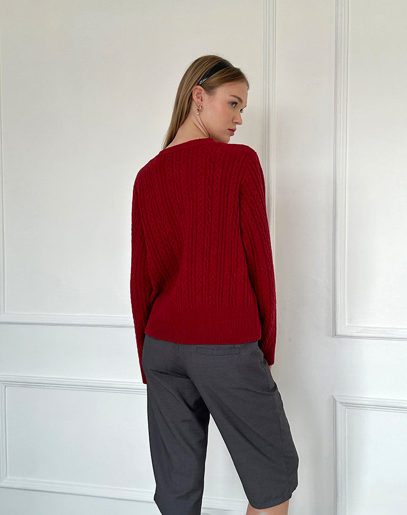 Cardigan Bavana in rosso intenso
