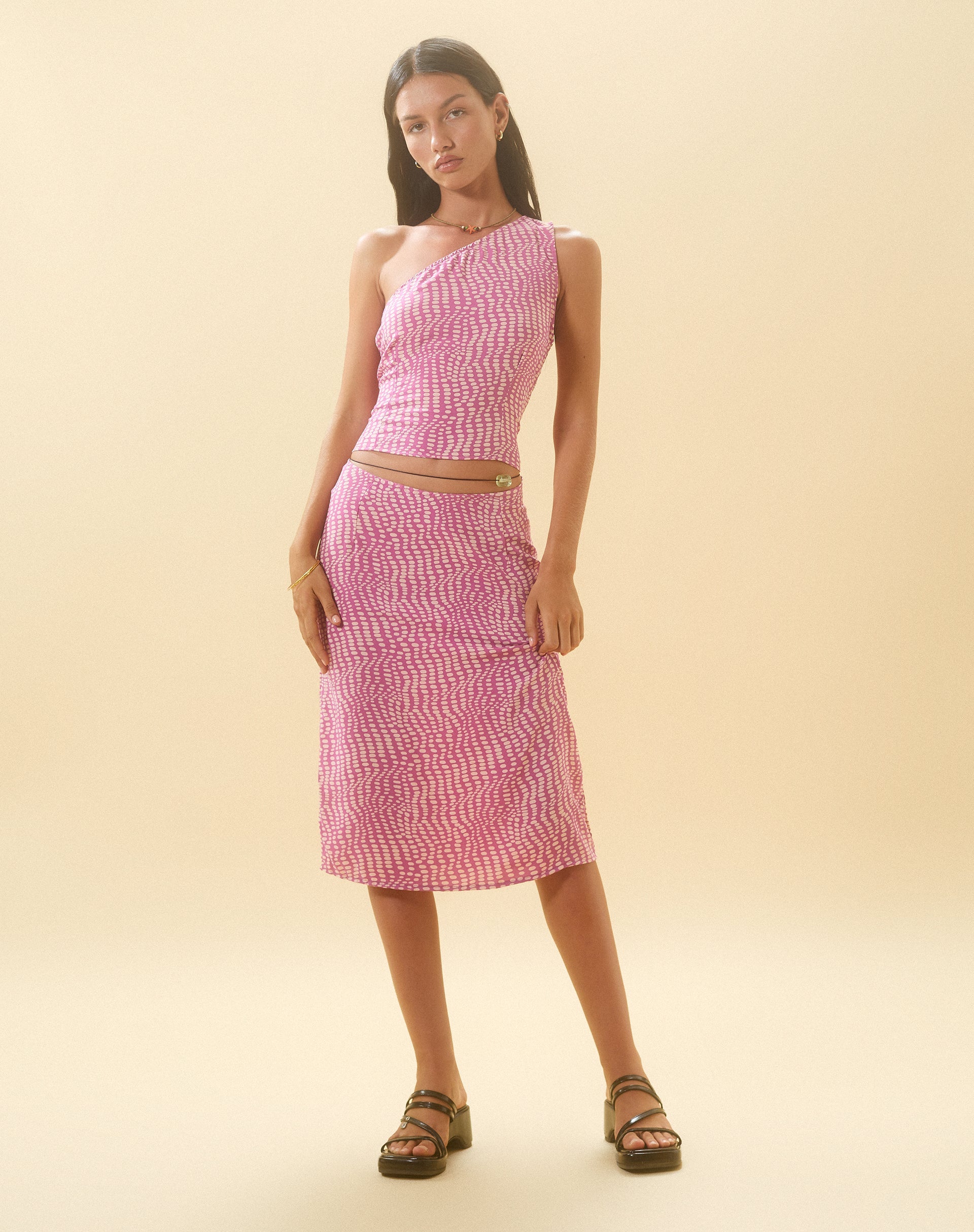 immagine di Harriet Midi Skirt in Wavy Polka Viola
