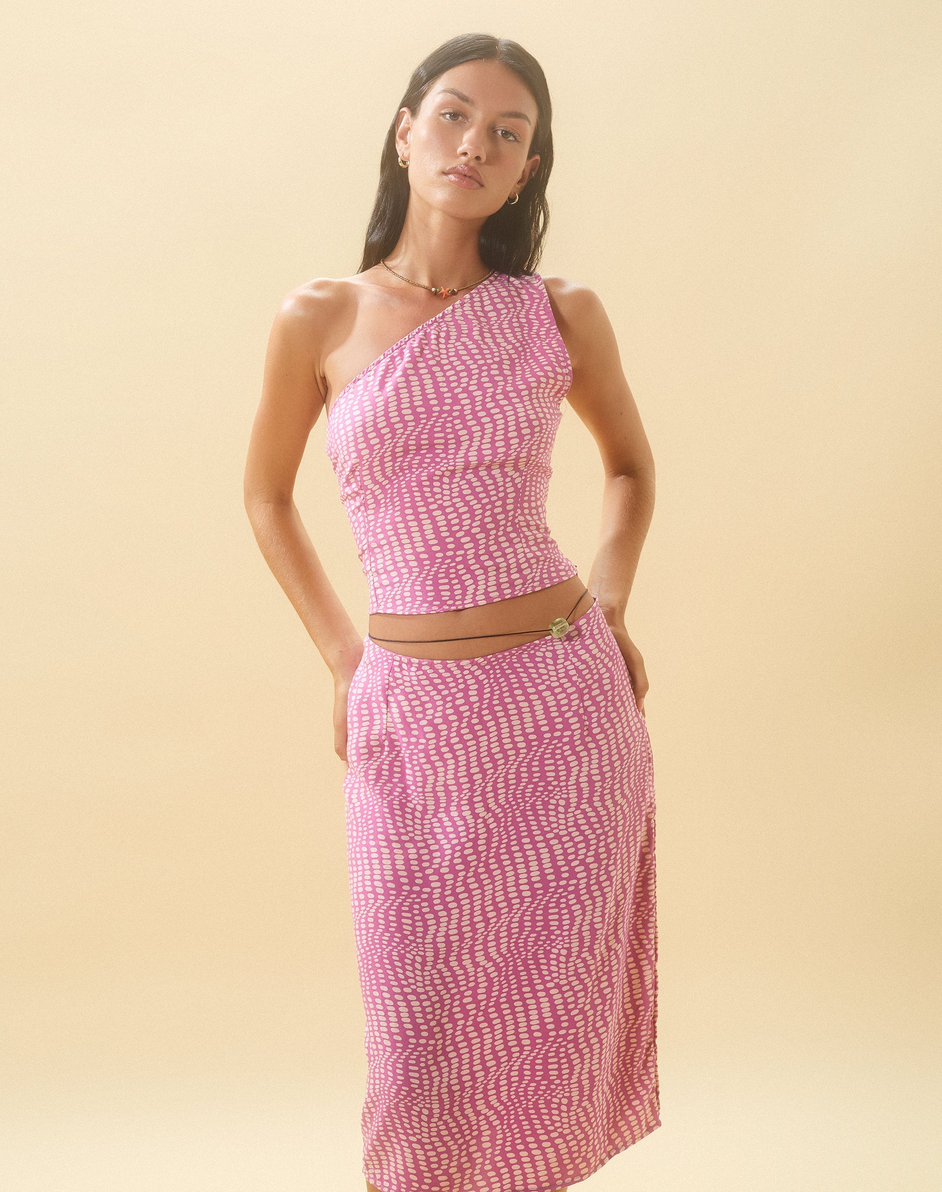 immagine di Harriet Midi Skirt in Wavy Polka Viola