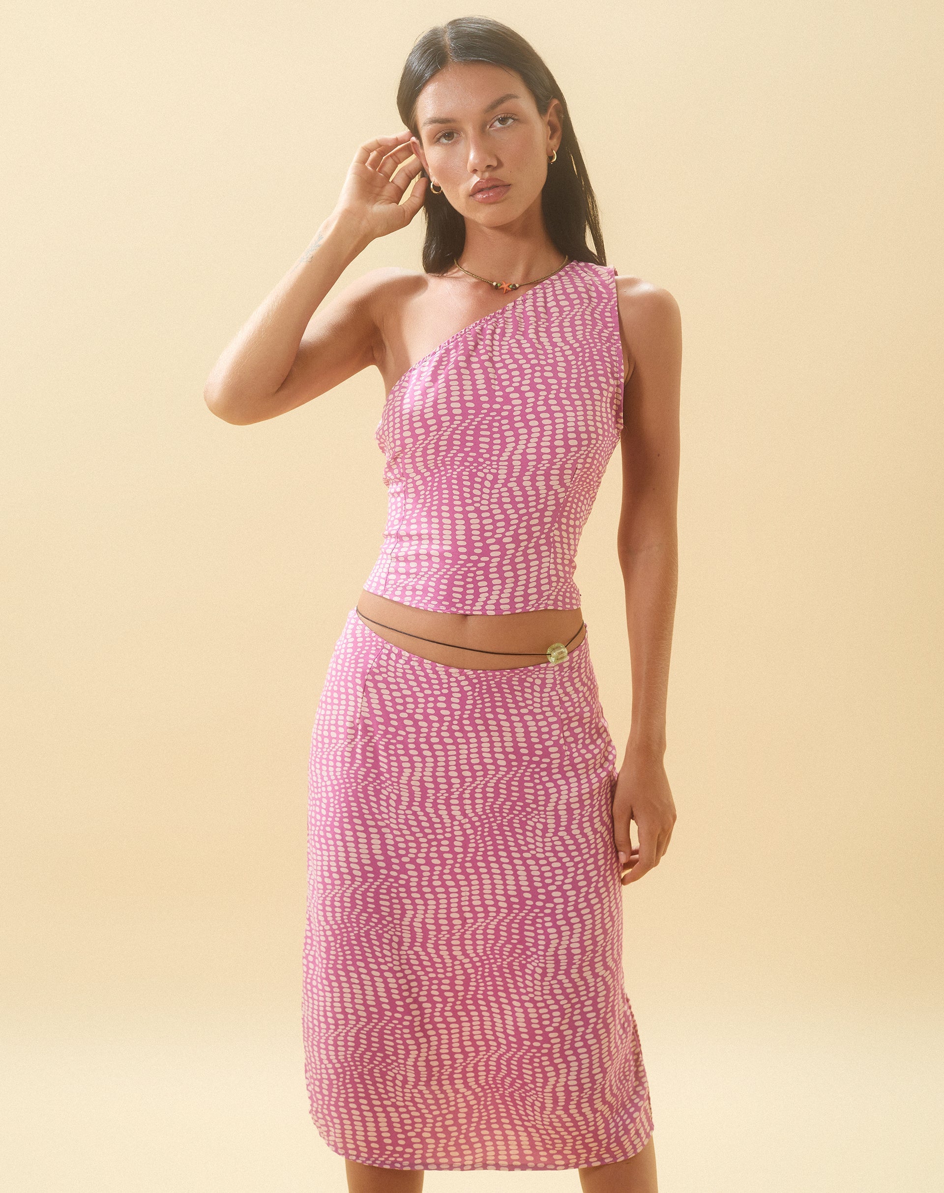 immagine di Harriet Midi Skirt in Wavy Polka Viola