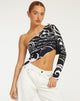 immagine di Baylee Crop Top in Mono Doodle Nero
