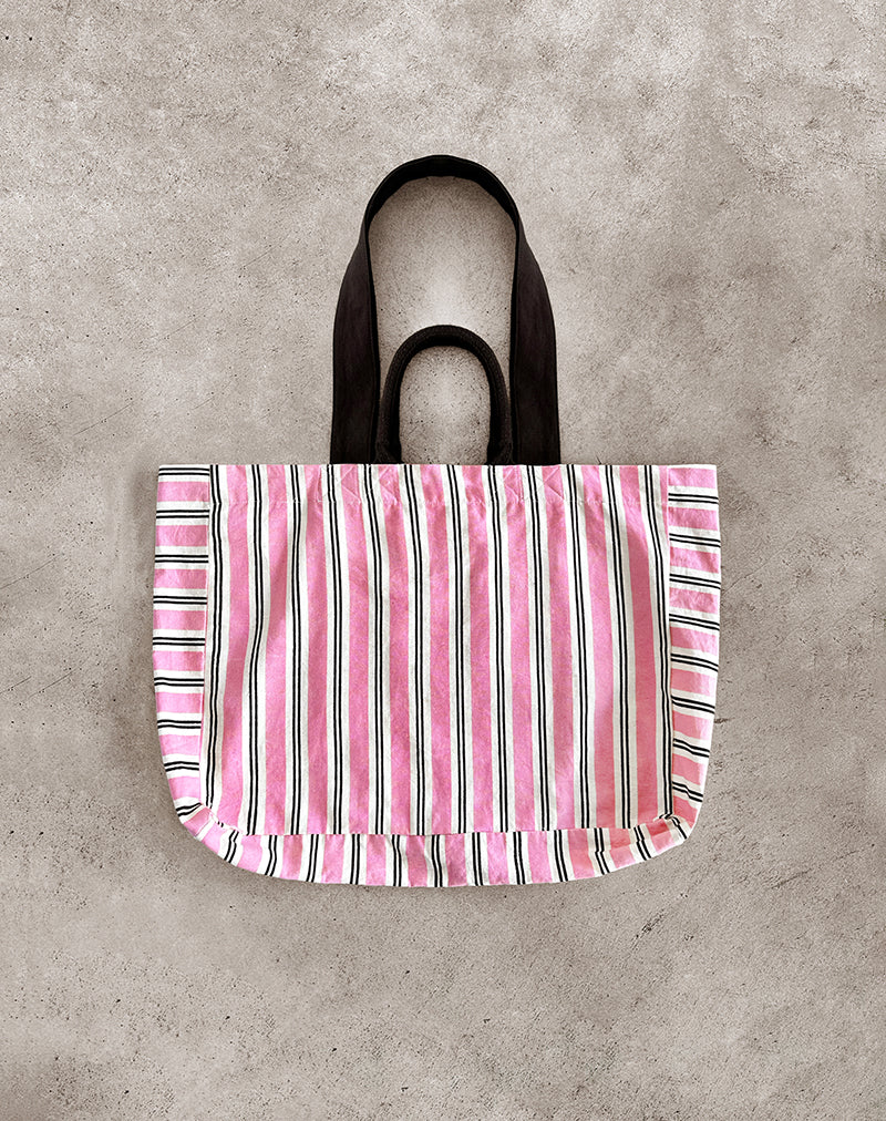 Immagine di Borsa da spiaggia a righe rosa