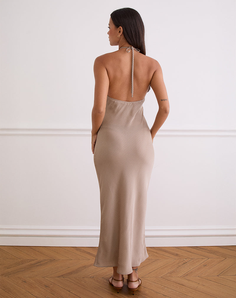 Immagine di Belara Maxi Dress in Satin Stripe Taupe