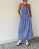 image of MOTEL X JACQUIE Beleame Bandeau Midaxi Dress in popeline blu a righe