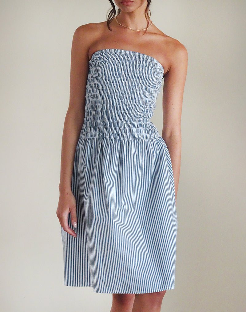Immagine di Belesi - Vestito midi a righe verticali blu piccolo